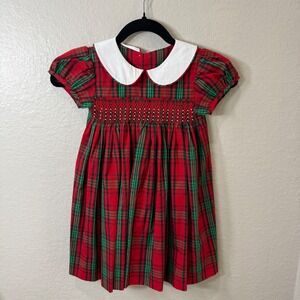 Delaney Plaid Smocked Dress Red Green 4T Holiday Christmas Preppy Vintage Style